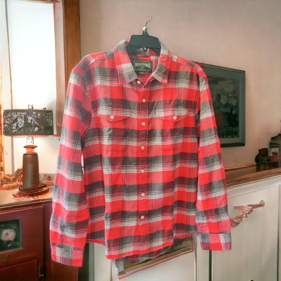 NWT - American Eagle Men Red Super Soft Flannel Shirt - SZ L - Picture 8 of 8